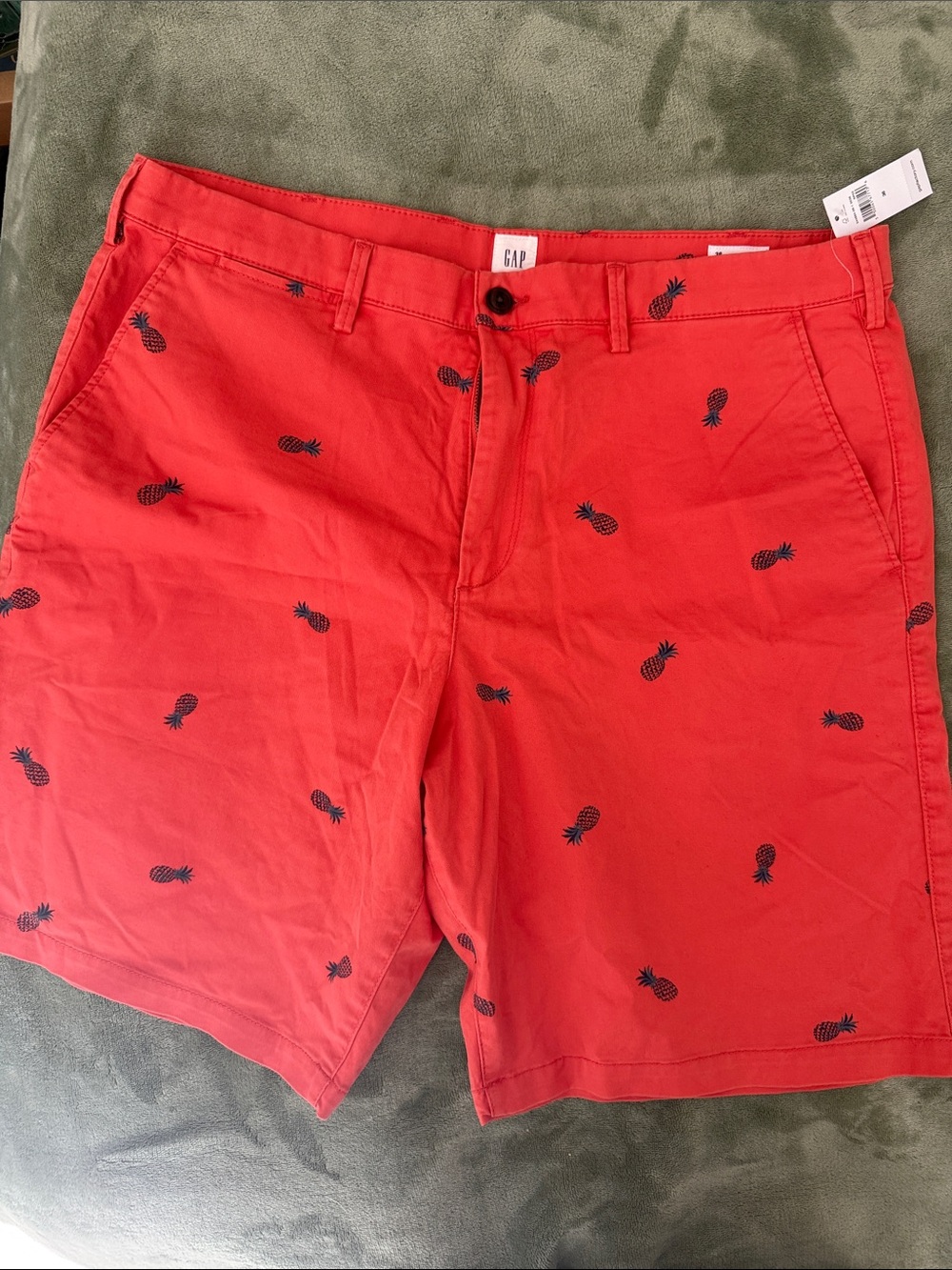 GAP Red Pineapple-Print Flat Front Men's Shorts